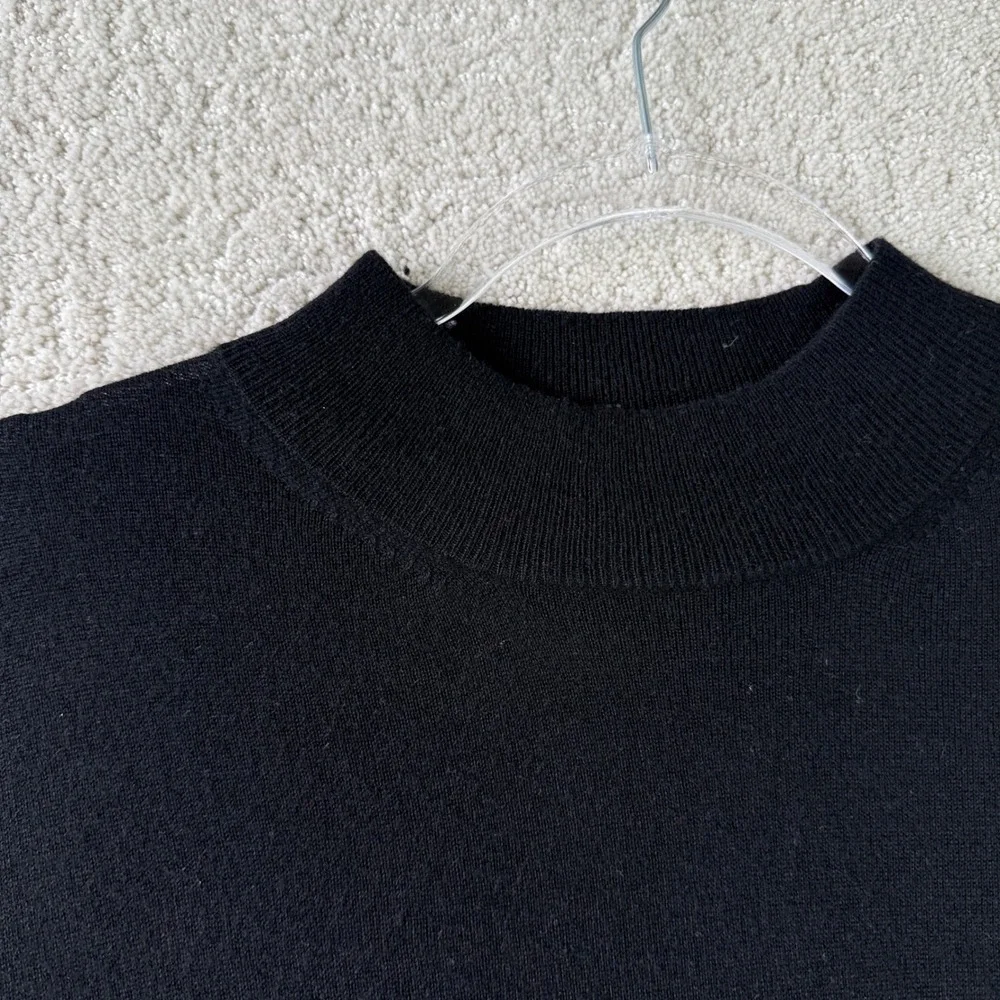 Neiman Marcus Mock Neck Sweater Mens Large Black Silk Cashmere Blend Luxury